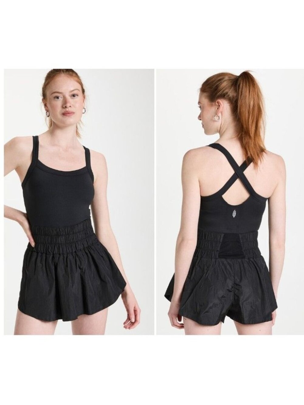Free People Movement Way Home Skortsie in Black Size Medium Romper Skort Dress